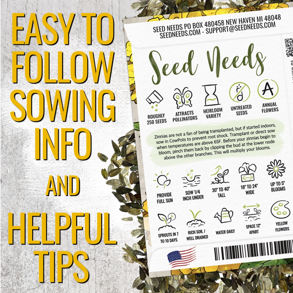 Canary Bird Zinnia Seeds For Planting (Zinnia elegans)