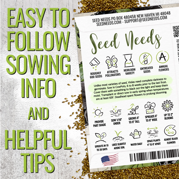 Black Pansy Seeds For Planting "Clear Crystals" (Viola x wittrockiana)