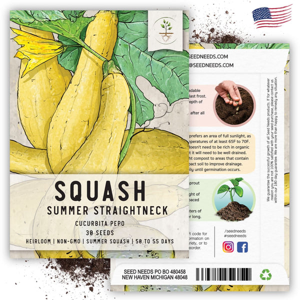 Early Prolific Straightneck Summer Squash Seeds For Planting (Cucurbita pepo)