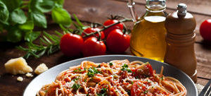 Italian pasta with ingredients and herbs