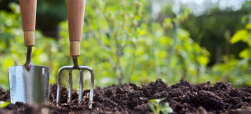 gardening tools in soil