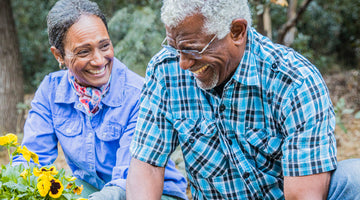 senior couple gardening