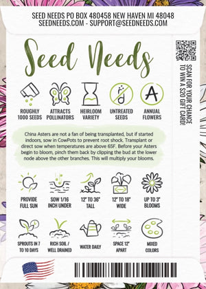 China Aster Seeds For Planting, Single Blend (Callistephus chinensis)