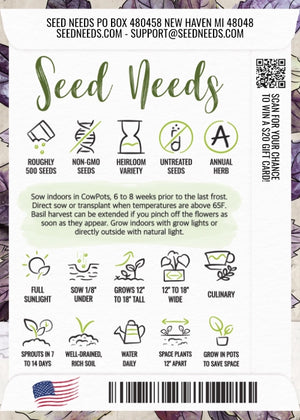 Dark Opal Basil Seeds For Planting (Ocimum basilicum)