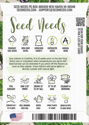 Holy Basil Herb Seeds For Planting (Ocimum sanctum)