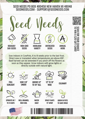Thai Basil Seeds For Planting (Ocimum basilicum)