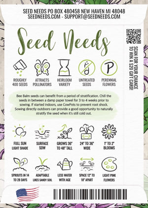 Wild Bee Balm Seeds For Planting (Monarda fistulosa)