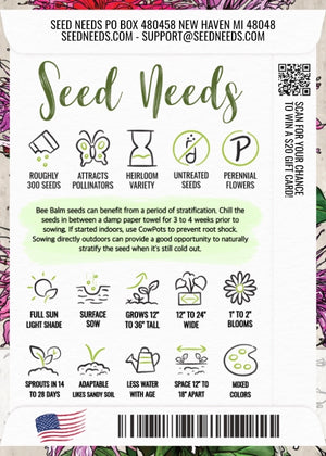 Panorama Blend Bee Balm Seeds For Planting (Monarda didyma)