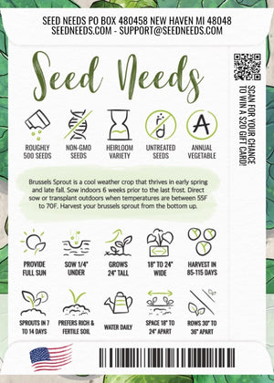 Brussels Sprout Seeds For Planting, Long Island Improved (Brassica oleracea)