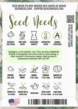 Early Jersey Wakefield Cabbage Seeds For Planting (Brassica oleracea)