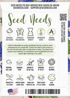 California Bluebell Seeds For Planting (Phacelia campanularia)