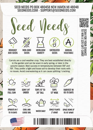 Scarlet Nantes Carrot Seeds For Planting (Daucus carota)
