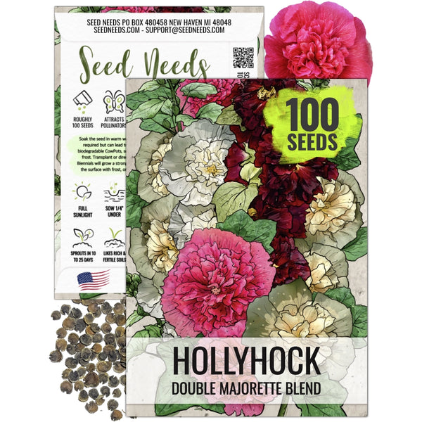 Double Majorette Hollyhock Mixture (Alcea rosea)