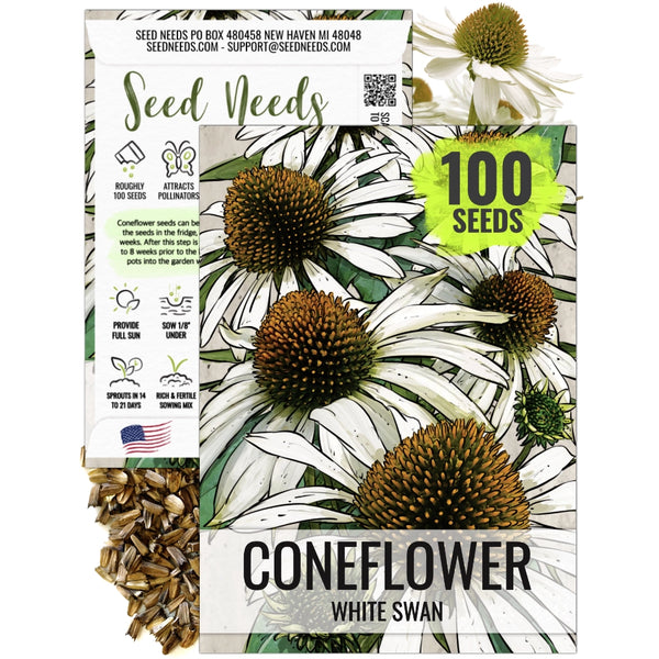 White Swan Coneflower Seeds For Planting (Echinacea purpurea)
