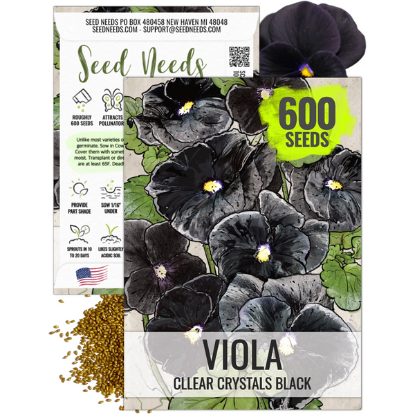 Black Pansy Seeds For Planting "Clear Crystals" (Viola x wittrockiana)