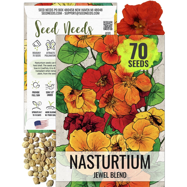 nasturtium from seed to flower Jewel Mixture Nasturtium Seeds (Tropaeolum nanum)