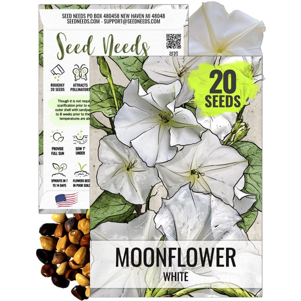 White Moonflower Seeds For Planting - Evening Bloomer (Ipomoea alba)