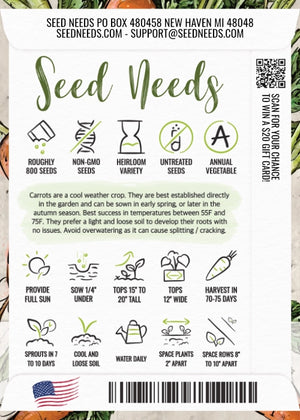 Tendersweet Carrot Seeds For Planting (Daucus carota)