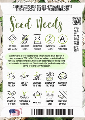 Snowball Y Improved Cauliflower Seeds For Planting (Brassica oleracea)