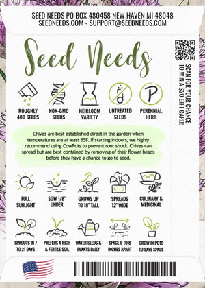 Common Chives Herb Seeds For Planting (Allium schoenoprasum)