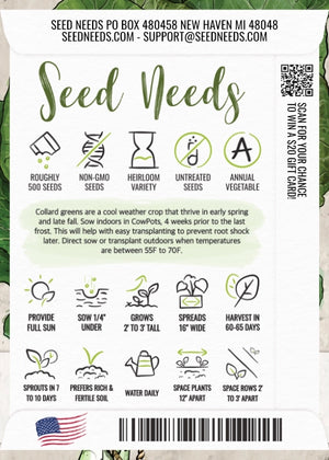 Georgia Southern Collard Seeds For Planting (Brassica oleracea)