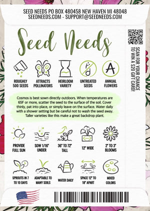 Sensation Mixed Cosmos Seeds For Planting (Cosmos bipinnatus)