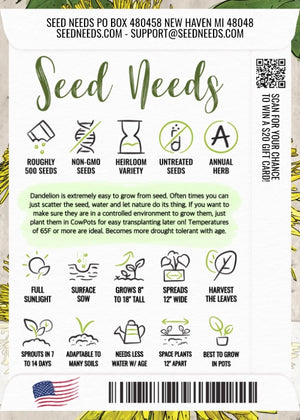Dandelion Herb Seeds For Planting (Taraxacum officinale)