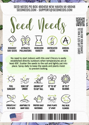 Chicory Seeds For Planting / Italian Dandelion (Cichorium intybus)