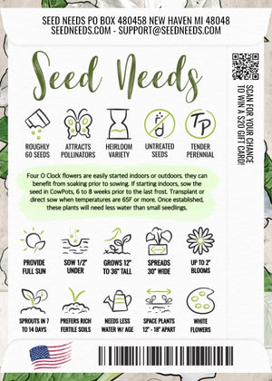 White Four O' Clock Seeds For Planting (Mirabilis jalapa)