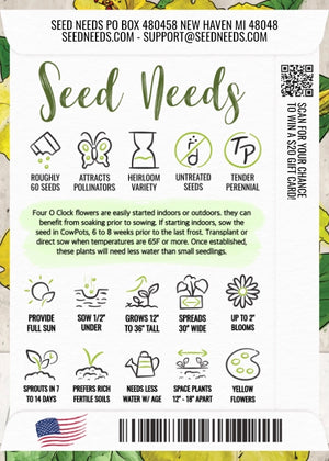 Yellow Four O' Clock Seeds For Planting (Mirabilis jalapa)