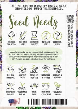 Hyssop Herb Seeds For Planting (Hyssopus officinalis)
