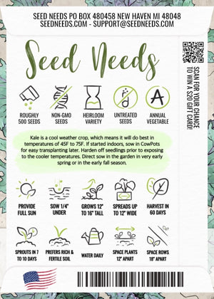 Red Russian Kale Seeds For Planting (Brassica napus)
