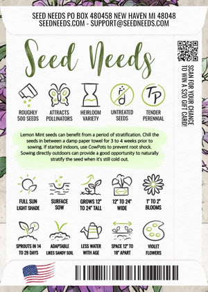 Lemon Mint Seeds For Planting (Monarda citriodora)