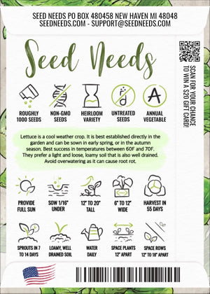 Parris Island Romaine Lettuce Seeds For Planting (Lactuca sativa)