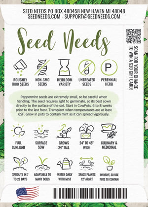 Peppermint Herb Seeds For Planting (Mentha piperita)