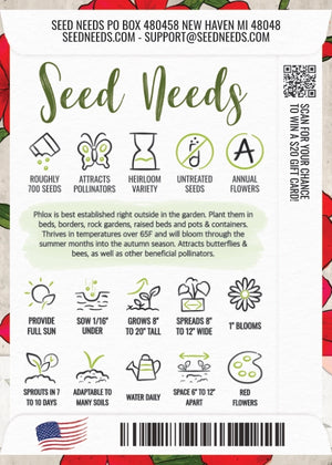 Red Drummond Phlox Seeds For Planting (Phlox Drummondii)