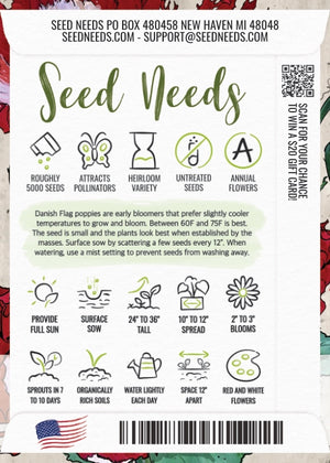 Danish Flag Poppy Seeds For Planting (Papaver somniferum)