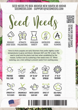 Hens and Chicks Poppy Seeds For Planting (Papaver somniferum)