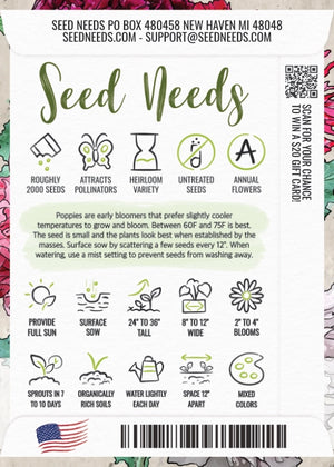 Double Blend Peony Poppy Seeds For Planting (Papaver paeoniflorum)