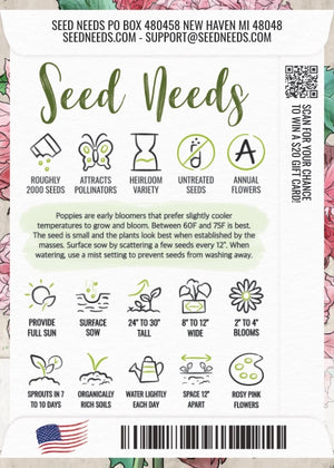 Pale Rose Peony Poppy Seeds For Planting (Papaver paeoniflorum)