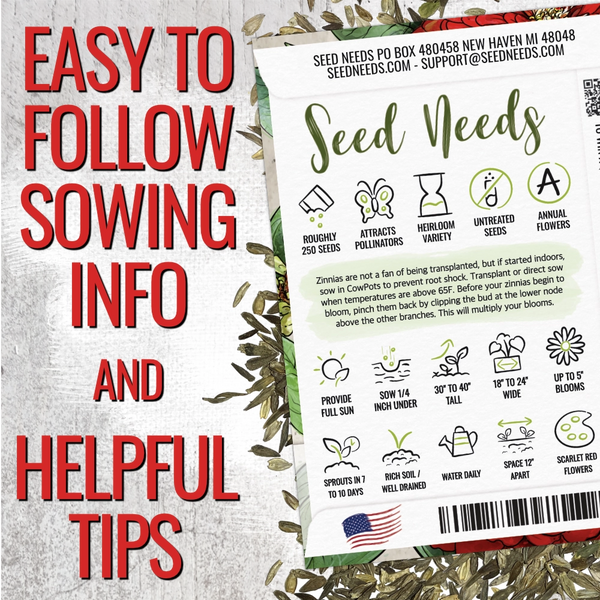 Scarlet Flame Zinnia Seeds For Planting