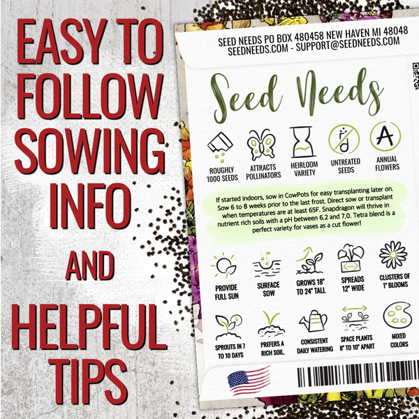 Snapdragon Seeds For Planting Tetra Blend (Antirrhinum majus)