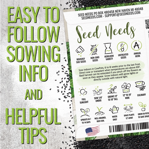 Sweet Basil Herb Seeds For Planting (Ocimum basilicum)