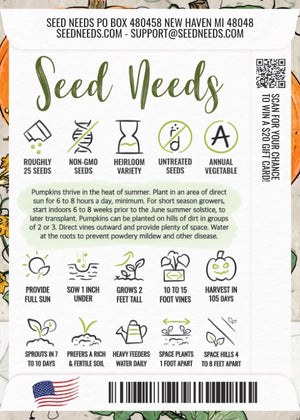 Jack O Lantern Pumpkin Seeds For Planting (Cucurbita pepo)