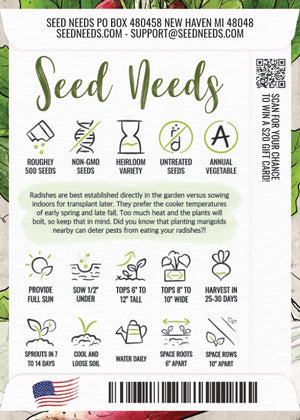 French Breakfast Radish Seeds For Planting (Raphanus sativus)