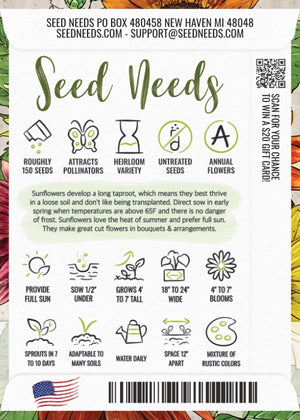 Sunset Blend Sunflower Seeds For Planting (Helianthus annuus) 7 Varieties
