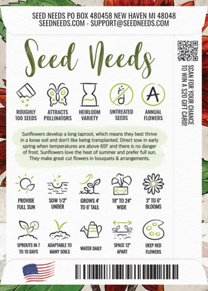 Midnight Rouge Sunflower Seeds For Planting (Helianthus annuus)