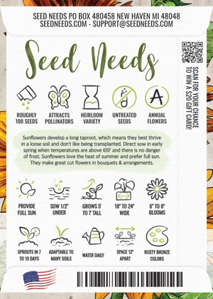 Earthwalker Sunflower Seeds For Planting (Helianthus annuus)