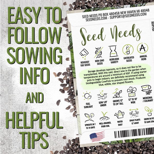 White Borage Seeds For Planting (Borago officinalis)