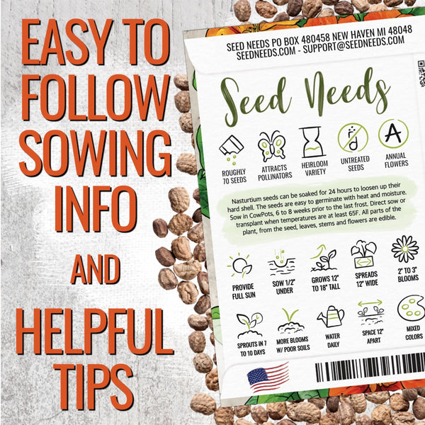 Jewel Mixture Nasturtium Seeds For Planting (Tropaeolum nanum)